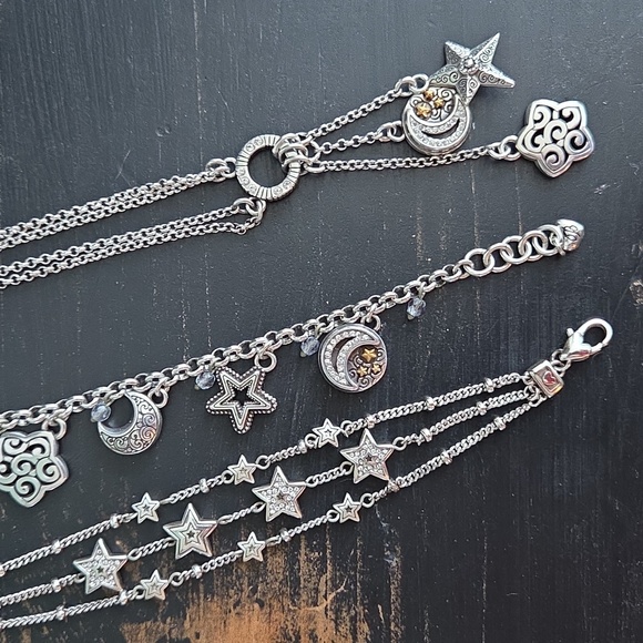 Brighton Silver Star and Moon Jewelry Set, 2 Bracelets And Necklace - Picture 2 of 2